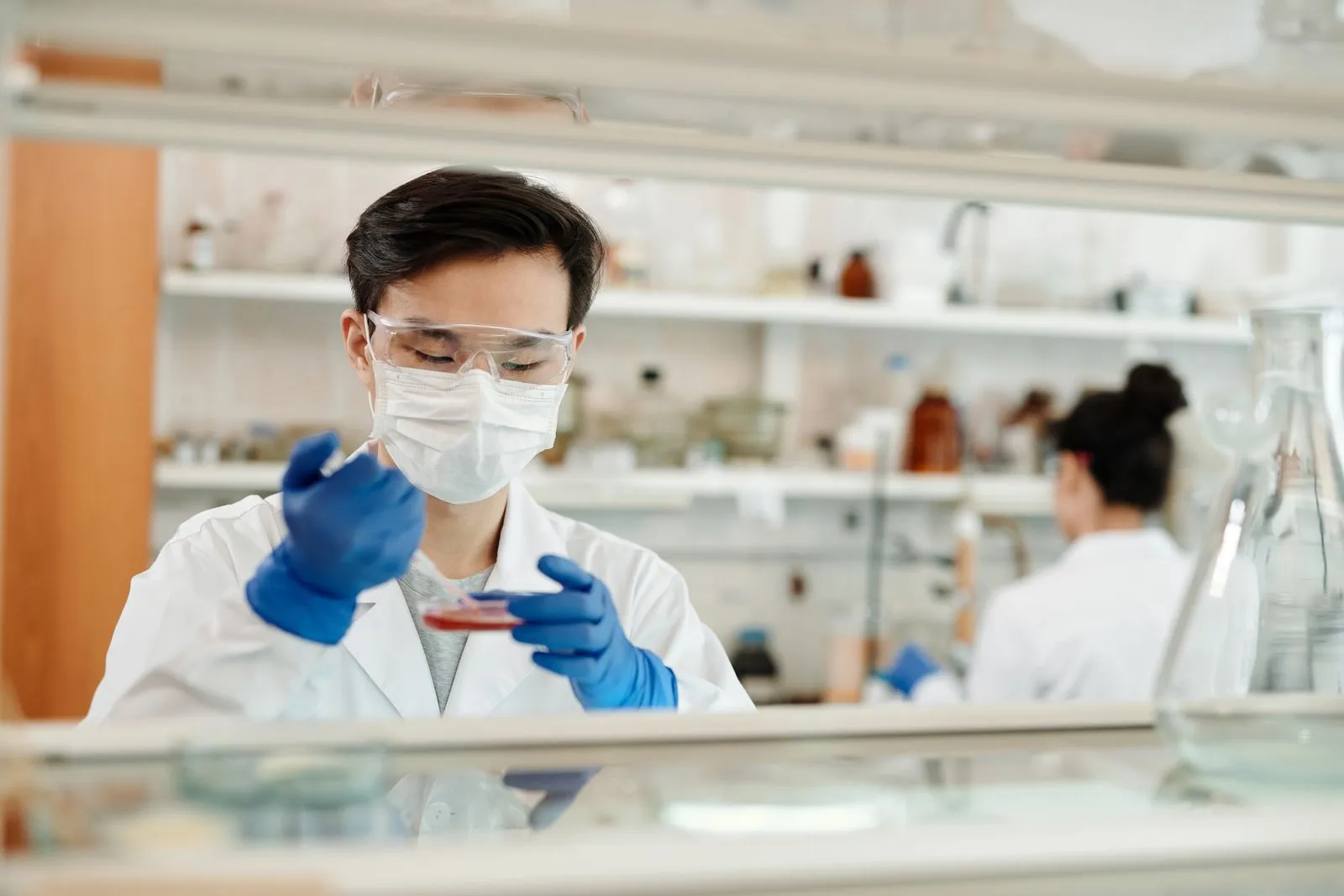 Laboratory technician analyzing a sample