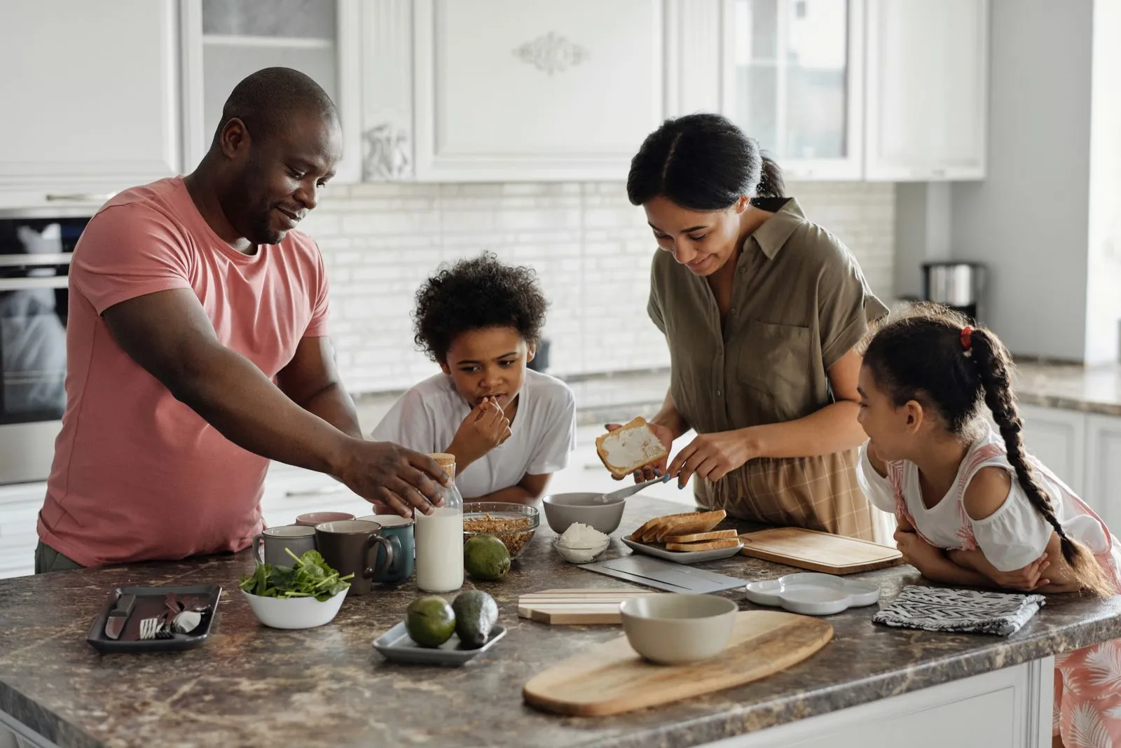 Family preparing a healthy meal together