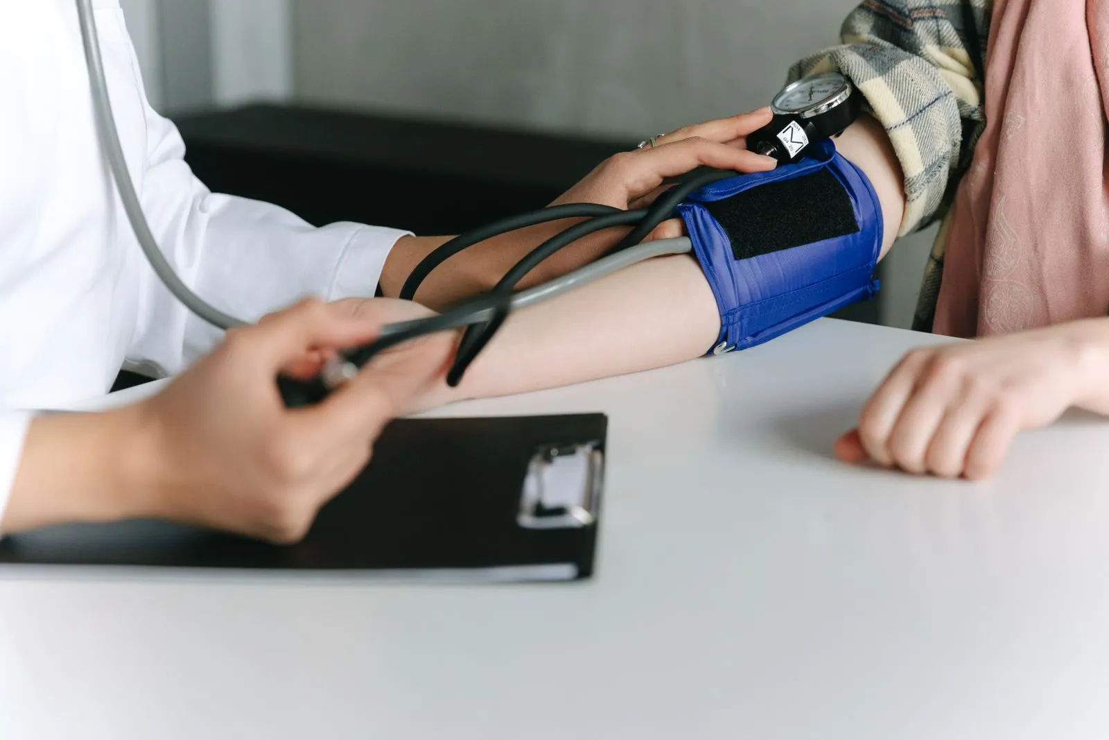 Blood pressure being measured